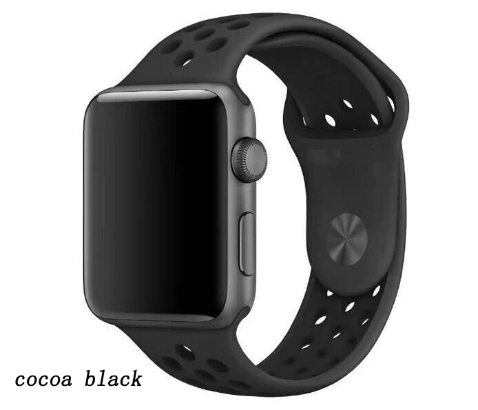 Силиконовый спортивный цветной браслет для Apple Watch 38 мм 42 мм 40 мм 44 мм черный/вольтовый браслет серии 3 и 2 и 1 iwatch 4 Strapseries 5 - Цвет ремешка: cocoa black