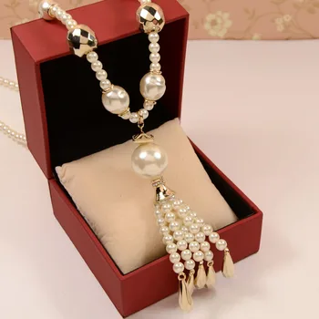 

hand made Korea luxury brand long pearl pendant tassel necklace women jewelry wholesale/colar/collier/acessorios para mulher