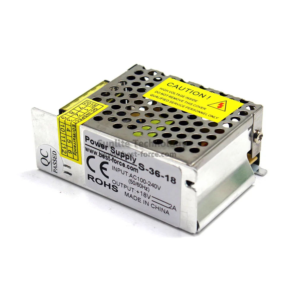 Одиночный выход 36W 2A 18V трансформатор питания AC 100 240V вход в DC18V SMPS для светодиодных