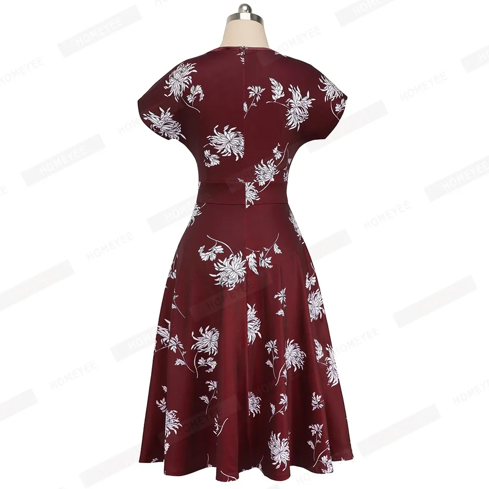 Summer Women Elegant White Floral Short Sleeve Women Dress Office Party Mid-Calf Vintage A-line Dress Vestidos EA102