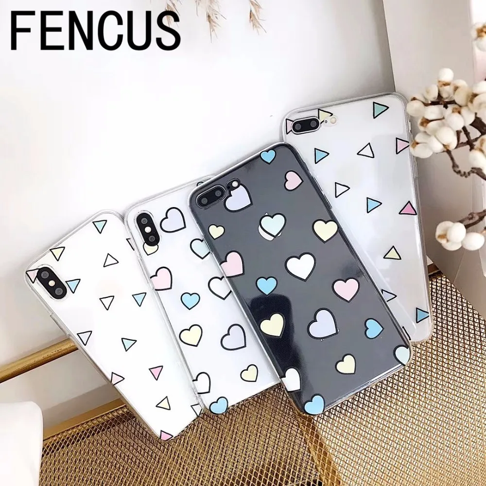 FENCUS Симпатичные сердце любовь телефон чехлы для iphone х чехол 6 S 7 8 плюс Капа ультра