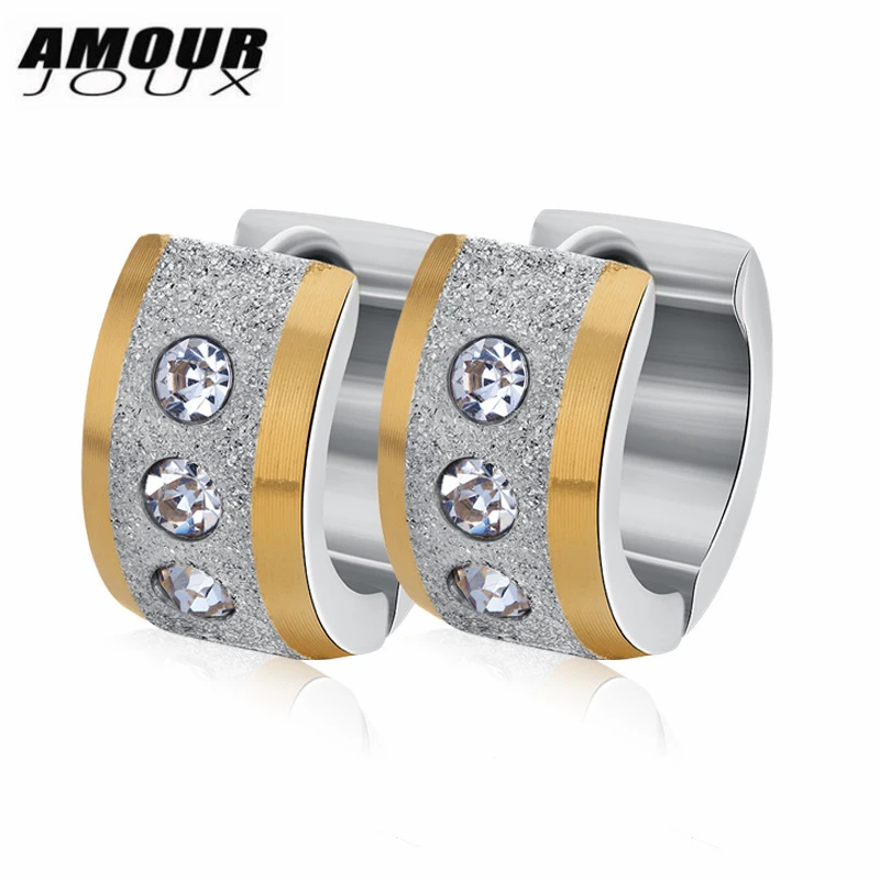 Женские и мужские серьги гвоздики AMOURJOUX модные матовые золотистые из нержавеющей