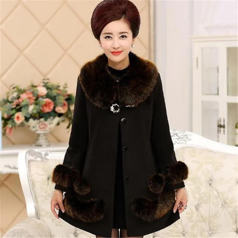 New Winter Wool Coat Women 2018 Fashion Casual Overcoat Fur Collar Plus Size 5Xl High Quality Woolen Jacket Female A3943