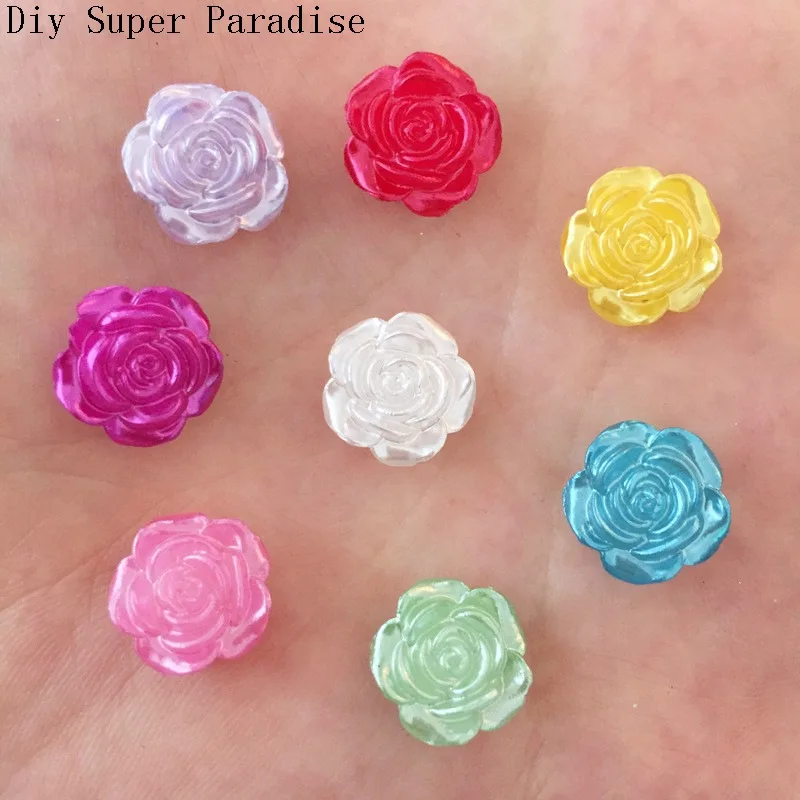 

Hot 40PCS 12mm Resin Flower Flatback Stone Embellishment DIY Beads Crafts Scrapbook K47