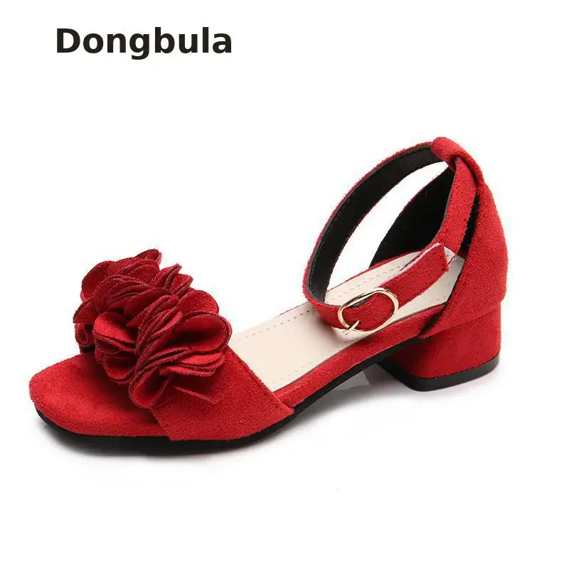 

Summer Girls Sandals Leather Princess Wedding Shoes For Children Low-heeled Dress Sandals Fashion Bow Rubber Kids Party Shoes