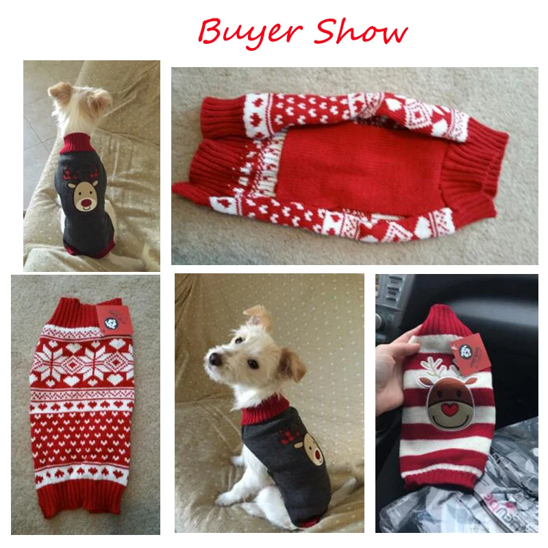 Рождественский Олень Дизайн Прекрасный щенок, домашнее животное, кот собака свитер вязаное пальто Верхняя одежда 7 размеров Рождество