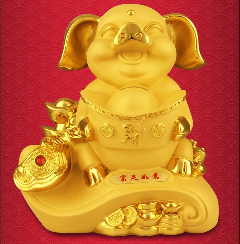Высококлассный золотой свинья-копилка качество полимерное украшение для дома ремесла Детская Монета коробка большая емкость свинья подарок копилка