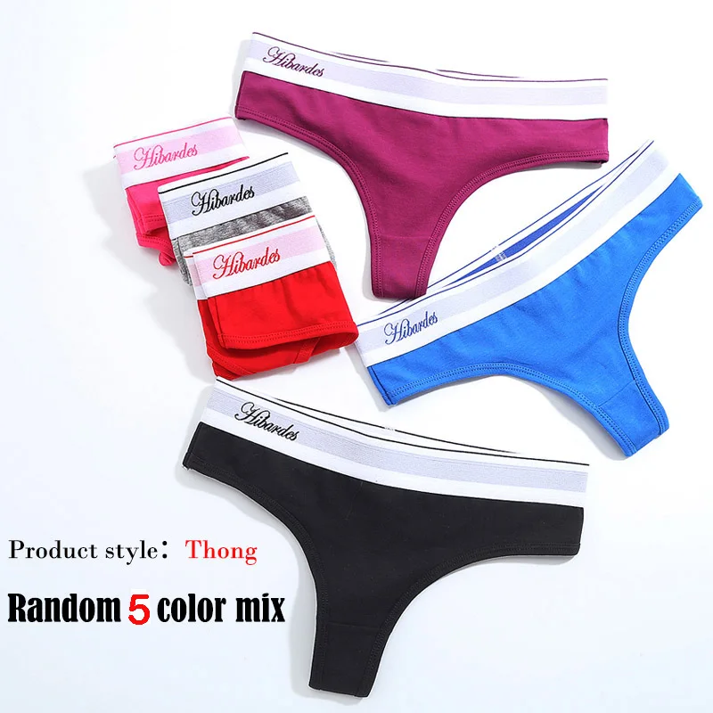 5 шт. женское нижнее белье 93% хлопок 7% спандекс|sexy lingerie panties|thong womenlow waist thong |