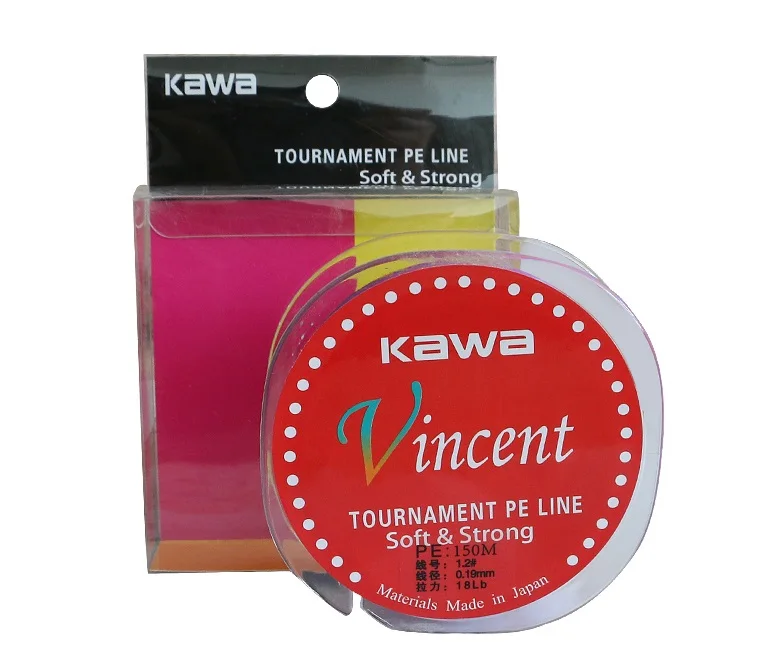 

KAWA Vincent 5-colors Fishing Line, PE Eight Braided 150M, Soft and Strong, Protofilament Imported from JAPAN, FREE SHIPPING