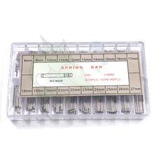 400 шт./кор. Нержавеющая сталь часы изящные одноцветные слипоны; булавки комплект коробка 8 мм-27 мм разбирают часы-браслет с накатанной головкой набор заколок для часовщиков