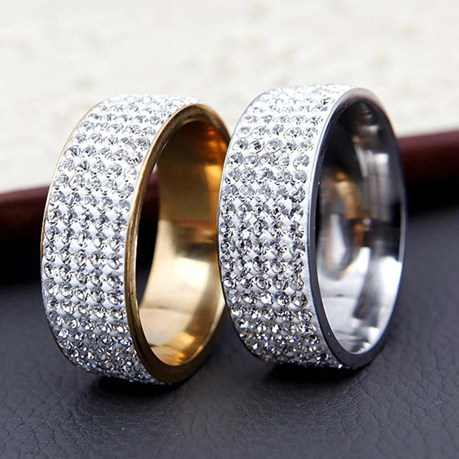 Мужское кольцо в стиле хип-хоп, позолоченное, нержавеющая сталь, стразы, обручальные кольца для мужчин, ювелирные изделия
