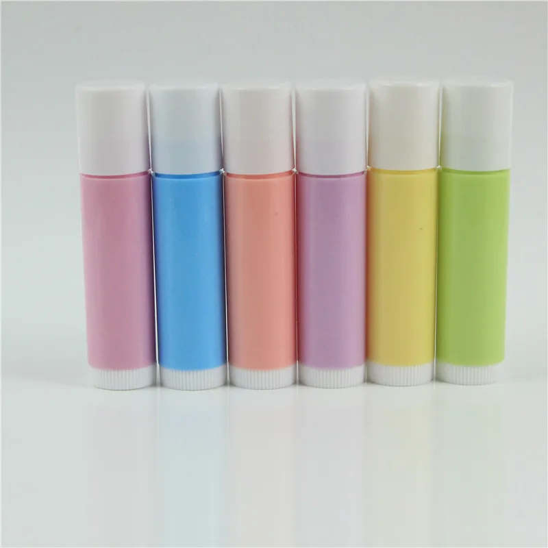 100 шт./лот 5 г белые пустые тюбики для бальзама для губ DIY пластиковые цветные косметические контейнеры для путешествий