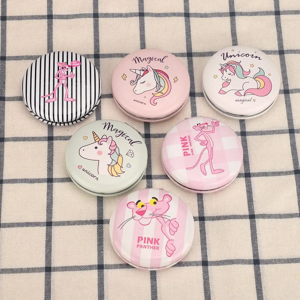

HUAMIANLI Cute Unicorn Mirror For Girls Pink Double Side Mini Mirror Pu Leather Portable Folding Mirror Birthday Gift