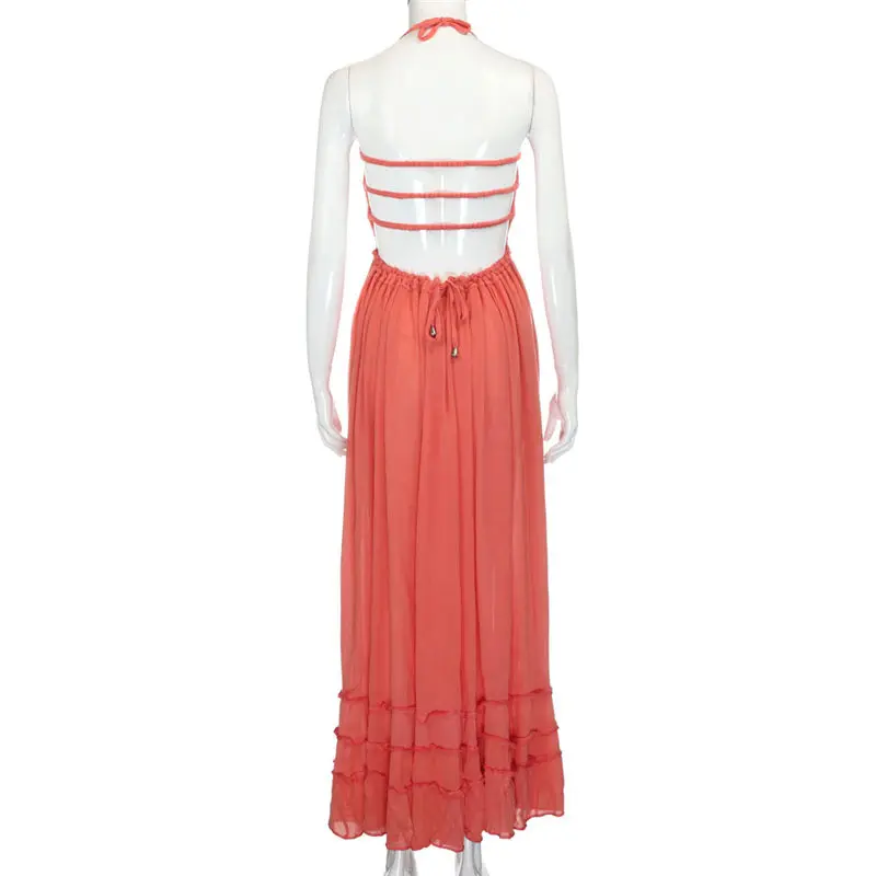 women summer dresses sleeveless sexy beach solid maxi dresses summer for women three color ball gown dropshipping 40AT213
