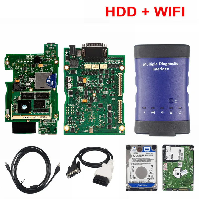 Автоматический сканер MDI Wifi множественный диагностический интерфейс Mdi OBD2 OBDII сканер без программного обеспечения настоящий автомобильный диагностический инструмент - Цвет: With hdd with wifi