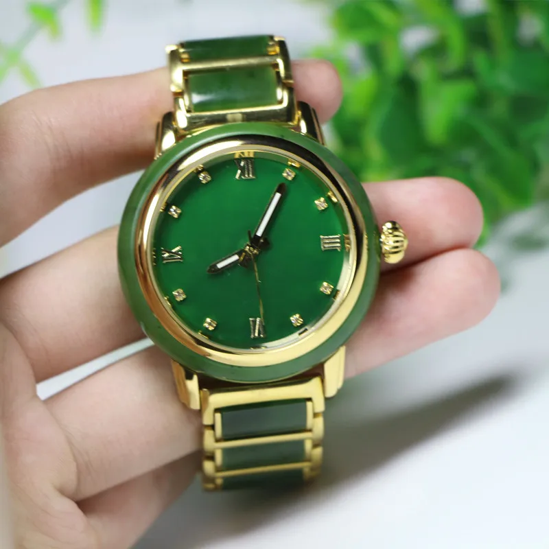 

Natural Green Hetian Jasper watch Pendant Carved Pendants Women or Men's Amulet Nephrite Jades Jewelry