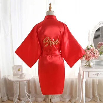 

New Large Size Sexy Satin Night Robe Bathrobe Perfect Wedding Bride Bridesmaid Robes Dressing Gown For Women Golden Word robes