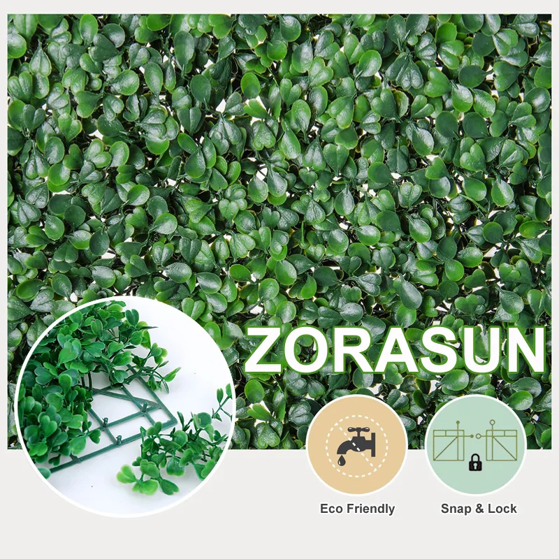 

ZORASUN UV Artificial Boxwood Hedge Mat Grass Patio Hedge Wall Fence Office Room Indoor Outdoor Panel Garden Ornament