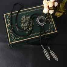 Estilo Vaquero Vintage Hombres Metal Bolo Tie Casual Suit Shirt Poirot Corbata Bolo Pajarita Collar de Cuerda Collar Chian accesorios