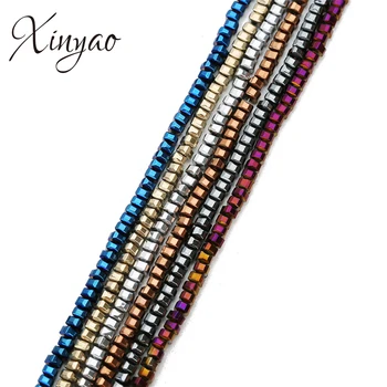 

XINYAO 185Pcs/lot Gold Silver Color Cylinder Shape Semi Precious Stone Beads 3x2mm Hematite Spacer Beads For Diy Jewelry Making