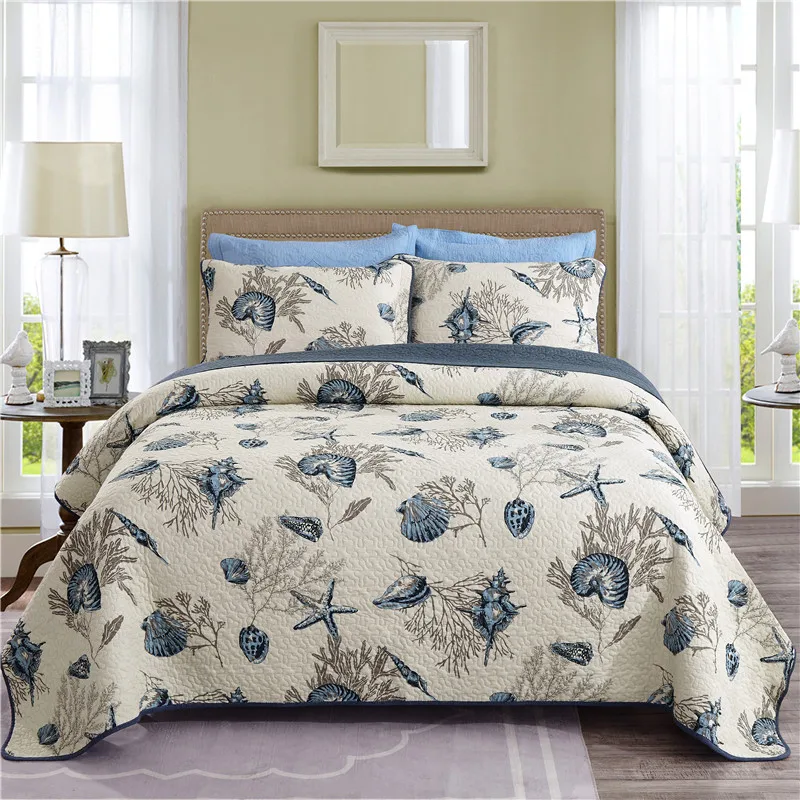 

Luxury 100% Cotton Printing Bedspread Bed Cover Bed Sheet Bed Linen Summer Quilt Blanket Tatami Mat Pillowcases 230X250cm 3pcs