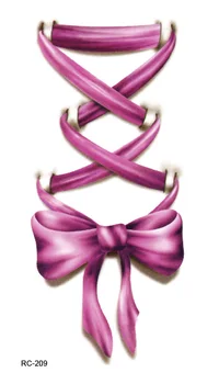 

RC2209 Women Sexy Leg Fake Tattoo Sticker Pink Ribbon Design Body Art Temporary Tattoos Fashion Water Transfer Tattoo Sticker