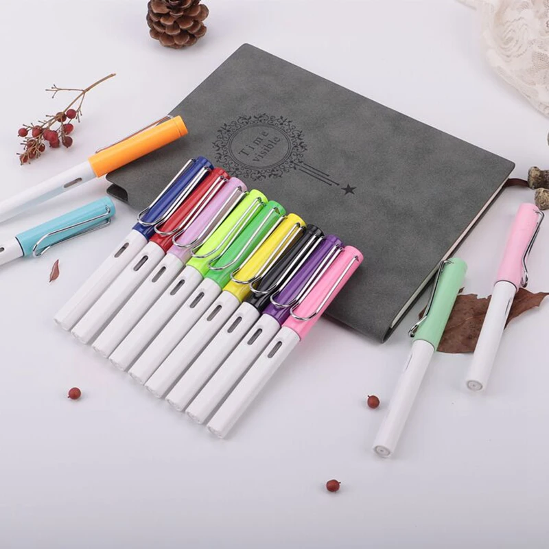 

YDNZC 15 Colors Fountain Pen Colorful Transparent Pen Fashion for Office & School Stationery Calligraphy pen 0.5mm/0.38mm Nib