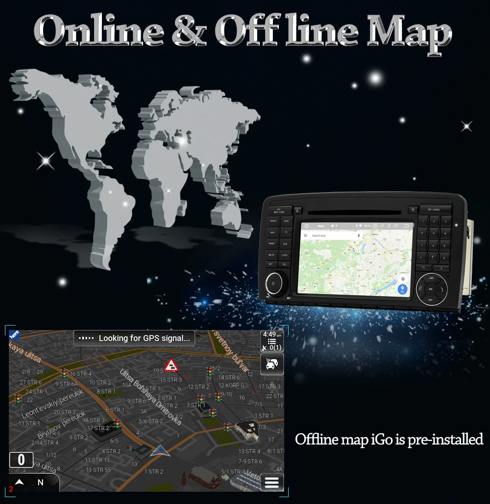 Excellent Owtosin Car Radio Multimedia Navigation GPS 4GB+64GB Android 9.0 For Mercedes Benz R Klasse W251 R350 R500 R320 R300 R63 AMG Car 10