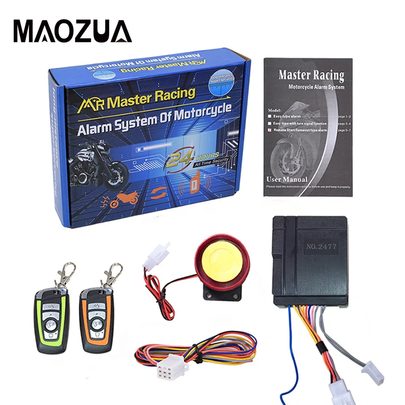 

12V Motorcycle Moto Bike Anti-theft Horn Scooter Security Alarm System Remote Control Engine Start Keyless Entry Anti-line Cut