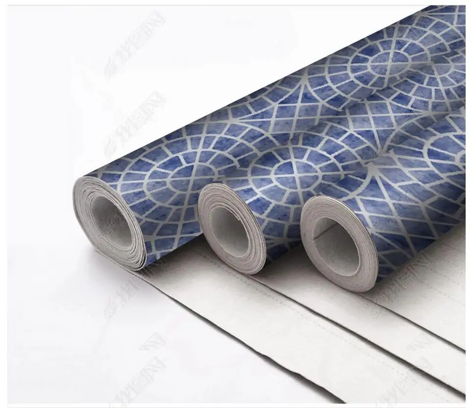 

3d flooring Waterproof self-adhesion murals Blue fashion atmospheric geometric pattern simple pattern floor decorative painting