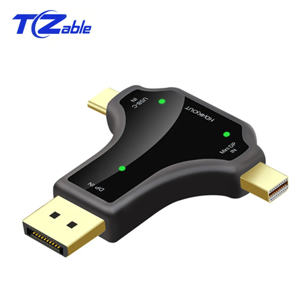 

USB-C Adapter HDMI Female To Display Port Type C MINI DisplayPort Male Converter 4K 3 In 1 Multi-Function USB Type C Audio Video