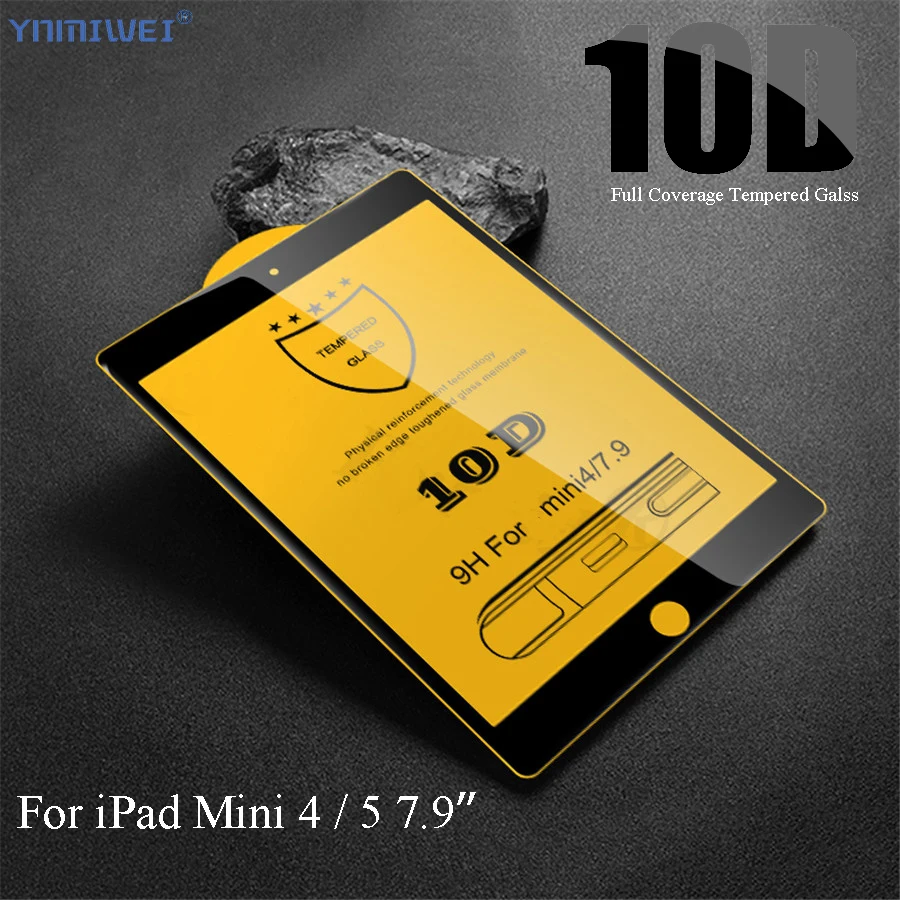 10D полное покрытие черный для iPad Mini 5 4 7 9 '' закаленное стекло Защита экрана Apple