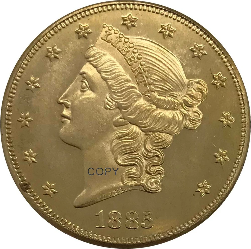1885 CC США 20 долларов свободы голова двойной Орел с девизом Золотая монета латунная