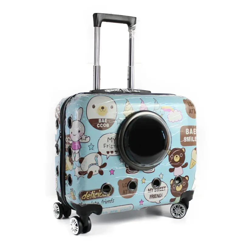 Модный маленький багаж для животных на колесиках, переноска для собак, кошек, дорожная тележка для сумки, сумки для собак, коляска