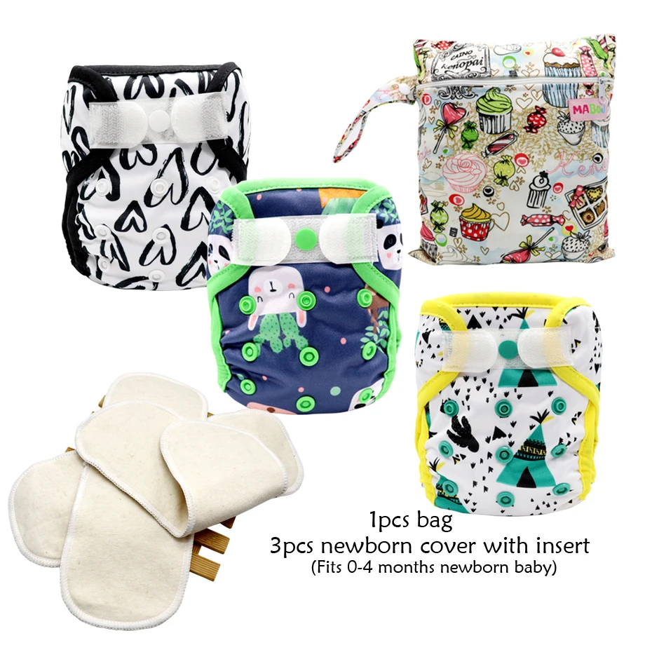

MABOJ Newborn Diaper Cover Cloth Nappy Newborn Tiny Diaper Cover Washable Cartoon Animal Adjustable Nappy Reusable Cloth Diapers