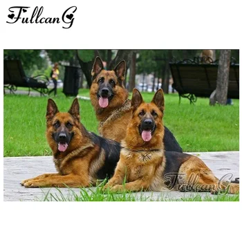 

FULLCANG diy 5d full diamond embroidery german shepherd dog diamond painting crystals mosaic picture by rhinestones kits G835