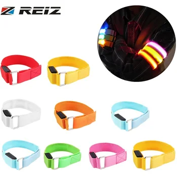 

REIZ Arm Warmer Belt Bike LED Luminous Armband LED Safety Sports Reflective Belt Strap Snap Wrap Light up Arm Band Armband