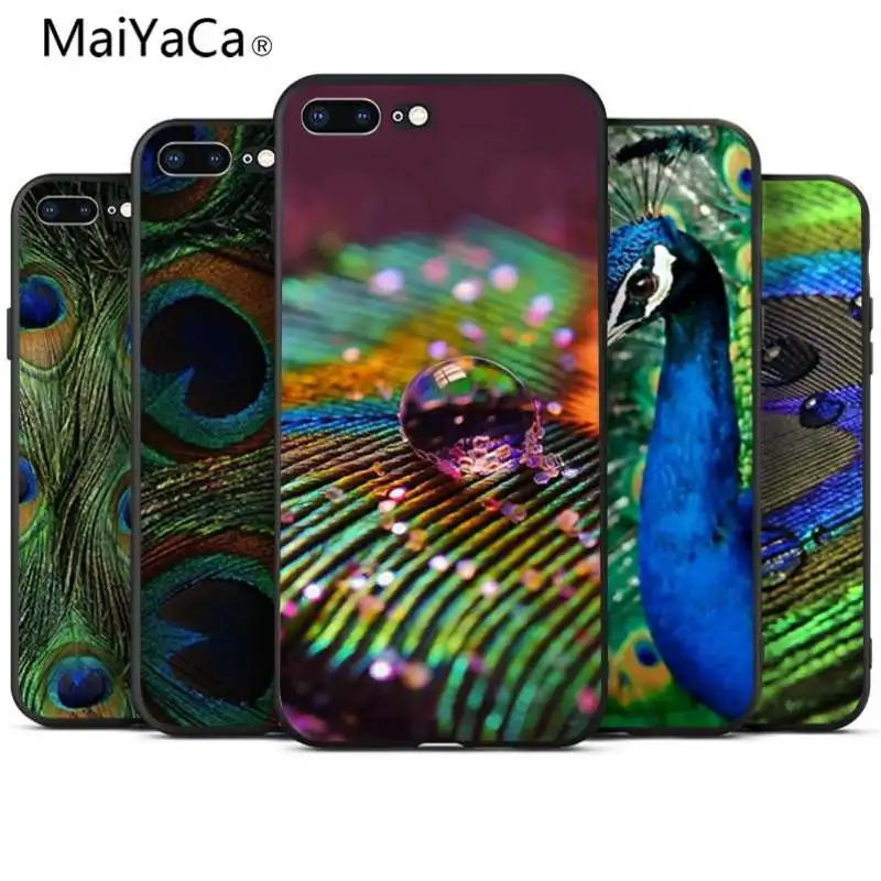 MaiYaCa павлин черный ТПУ мягкий резиновый чехол для телефона iphone X 8 8plus и 7 7plus 6 6s |
