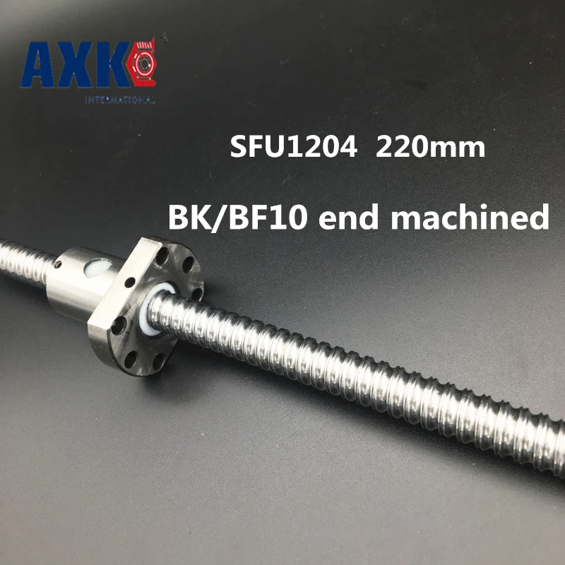 

AXK Linear Rail Free Shipping Sfu1204 220mmballscrew With Single Ballnut For Cnc Parts Bk/bf10 Machined Woodworking Machinery