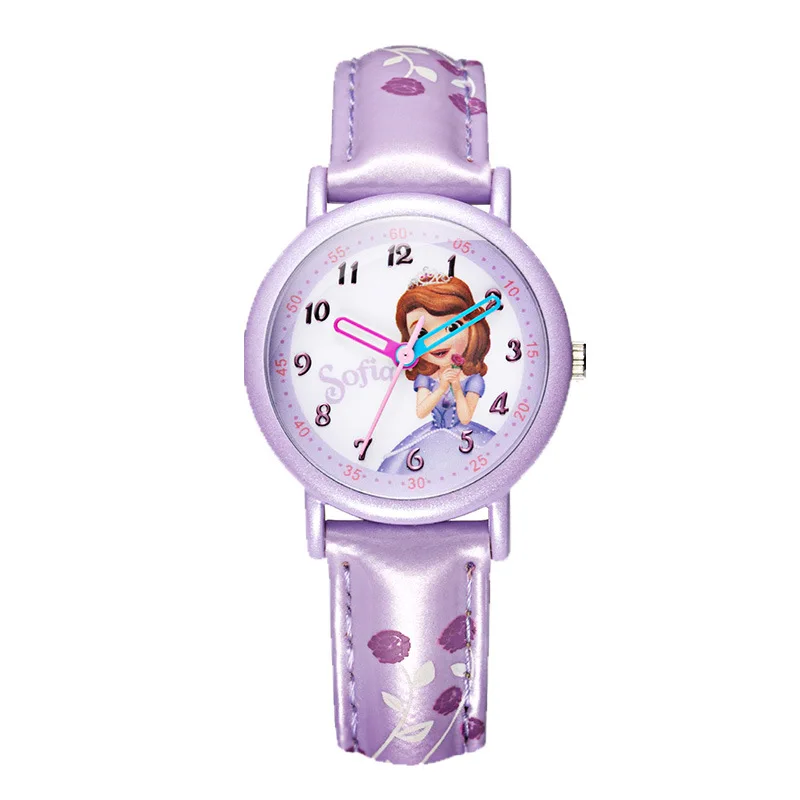 Disney натуральная с изображением принцессы Софии детская одежда для девочек часы кварцевые из искусственной кожи студенты девушка часы