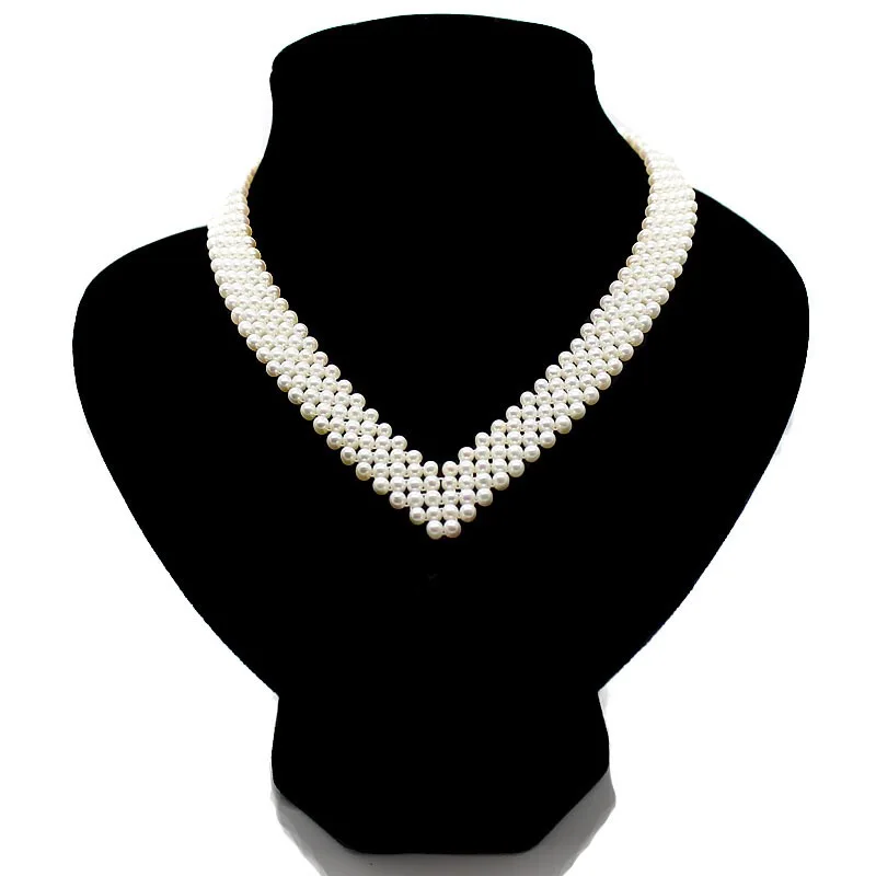 

REAL PEARL Fashion Freshwater Pearl Necklace Party Wedding Necklace Handmade Jewelry Choker Women's Necklace