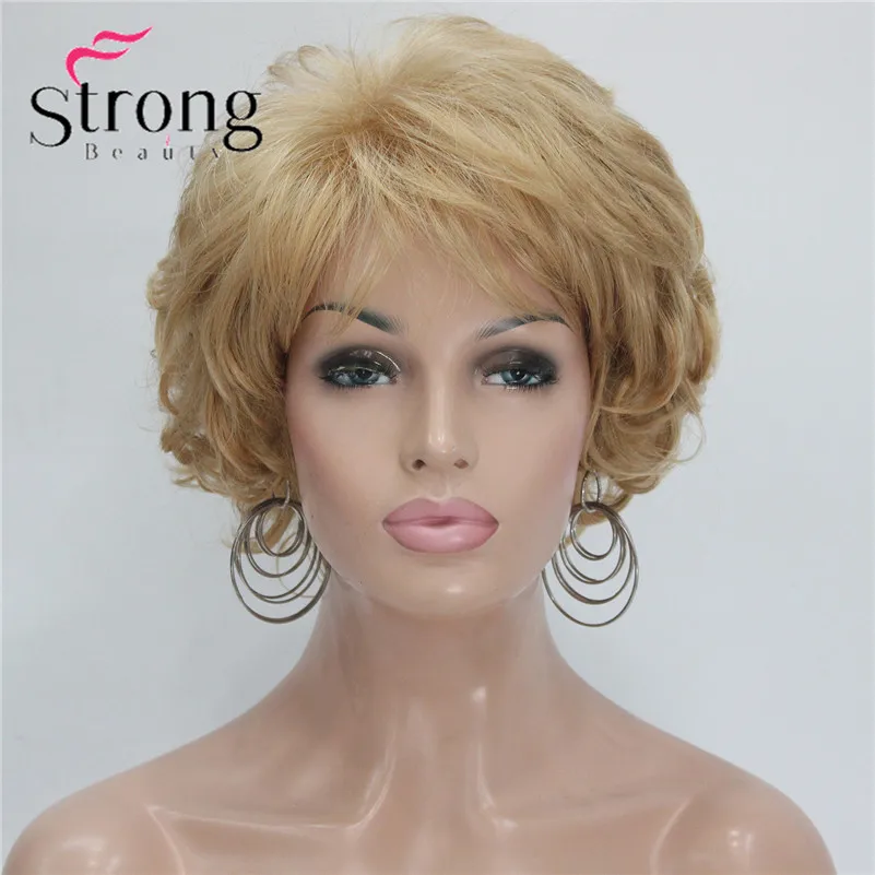 StrongBeauty короткий парик мягкий тусклые кудри коричневый подчеркивает полный синтетические парики выбор цвета