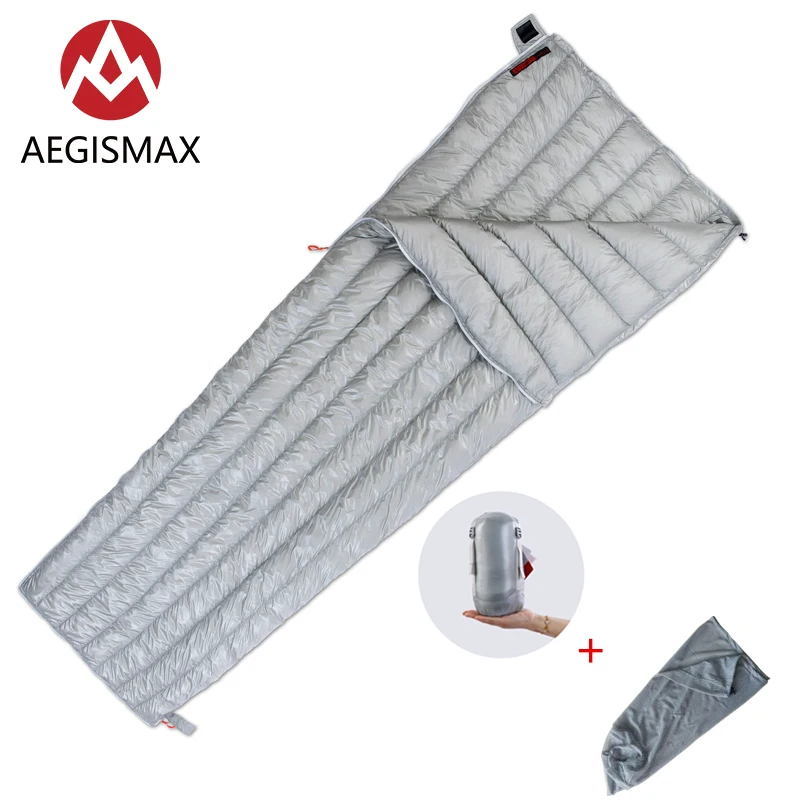

AEGISMAX E Long Gray/Black Outdoor Camping Envelope Down Sleeping Bag Adult Spring Autumn Summer Three Season Nylon Sleeping Bag