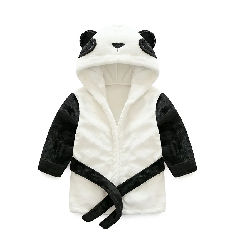 

Children's Bathrobes Flannel Home Service Cute Girl Cute Bathrobe Panda Cartoon Pattern Boy's Long-sleeved Robes