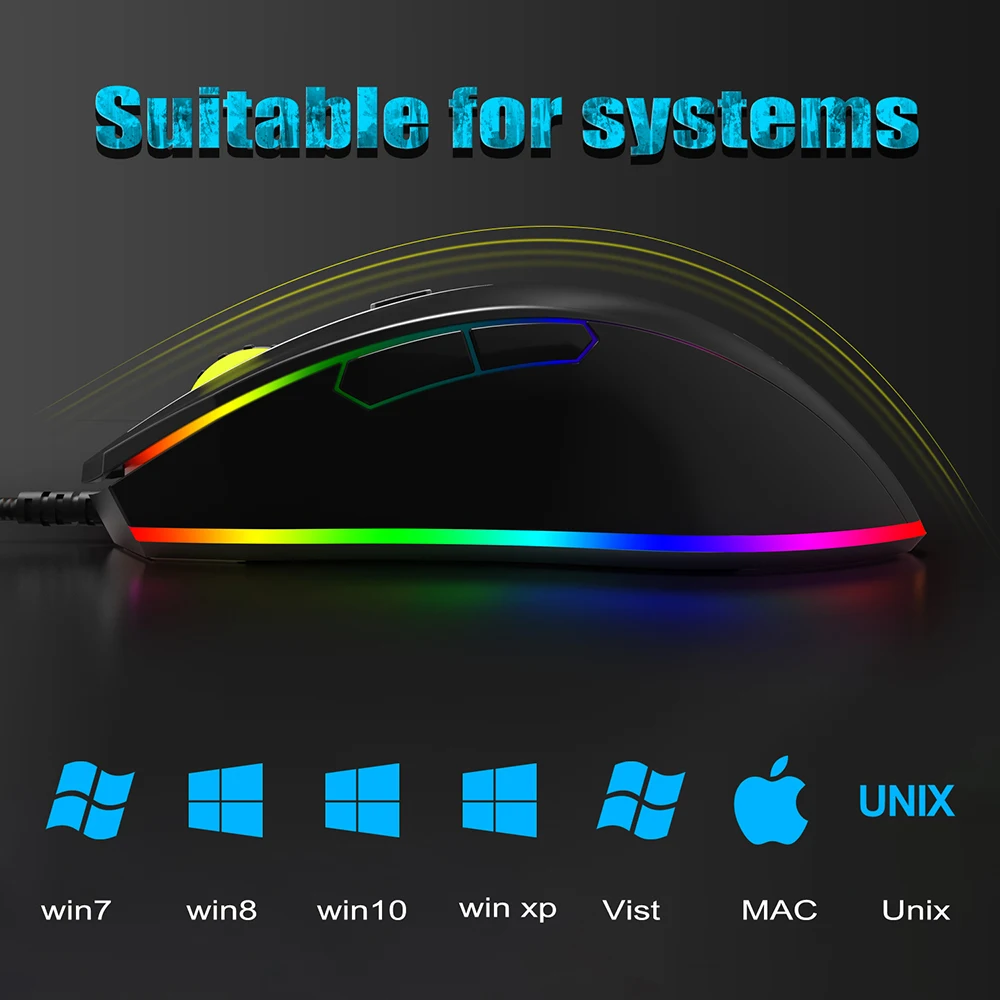 ONIKUMA Wired Gaming Mouse with 8000 DPI /& 6 Programmable Buttons /& Tunable RGB Breathing Lights PC Laptop Computer Gaming Mice Comfortable USB Gamer Mice for Windows 7//8//10//XP Vista Mac Linux