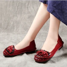 Новинка года; женская обувь на мягкой плоской подошве; ручное ткачество; повседневная обувь с цветочным принтом; женские слипоны из натуральной кожи высокого качества