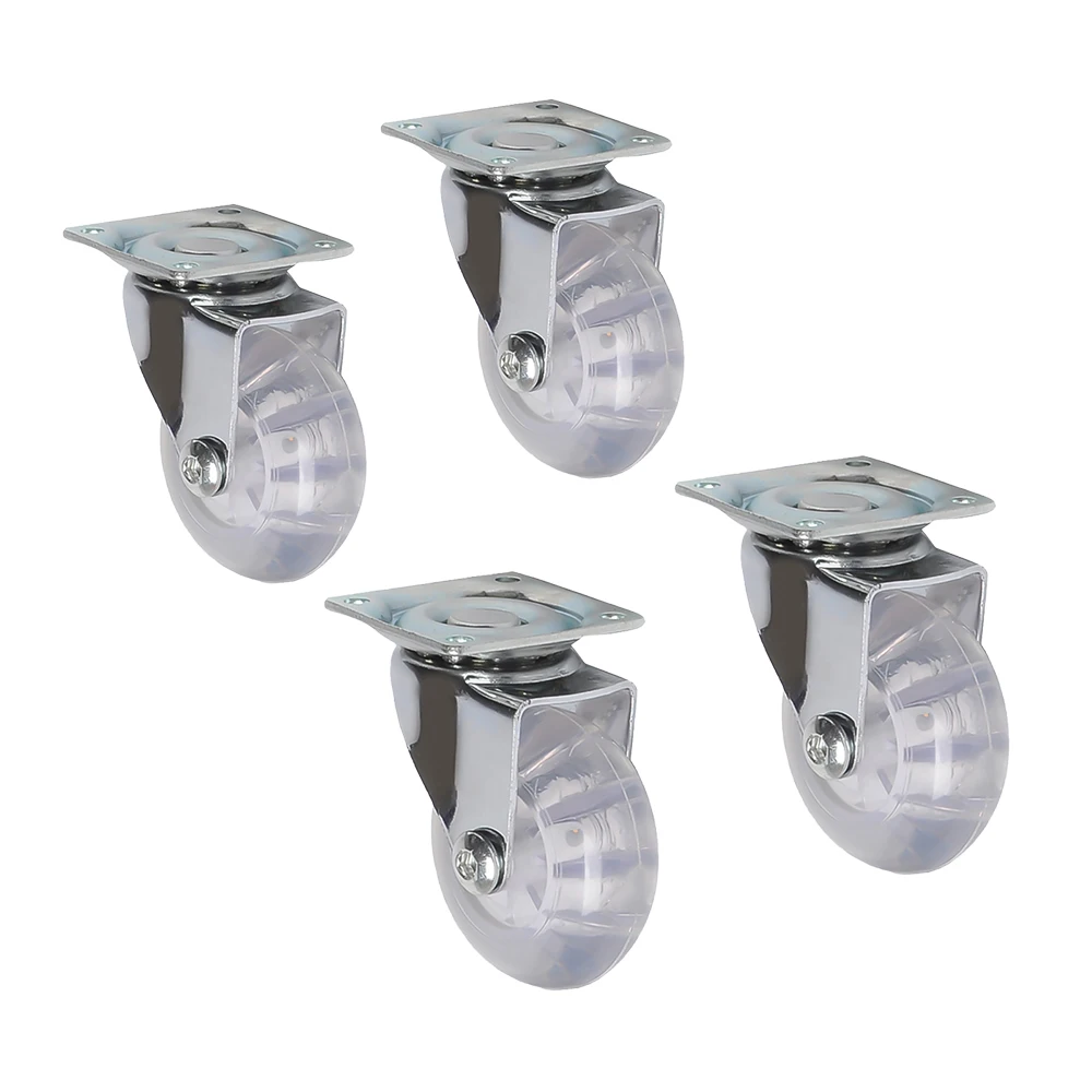 

4pcs Universal Wheels 2" Caster Wheel Transparent Swivel Universal Casters Omni-directional Wheels Furniture Caster