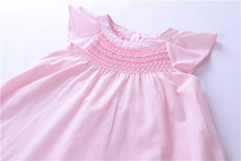 Свободное платье для девочек; летние розовые детские платья с вышитыми цветами; Одежда для девочек; хлопковая одежда для маленьких девочек; Детская школьная одежда для отдыха
