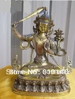 

001505 Tibetan Buddhist bronze coated silver colour MANJUSHRI Buddha statue 21 cm
