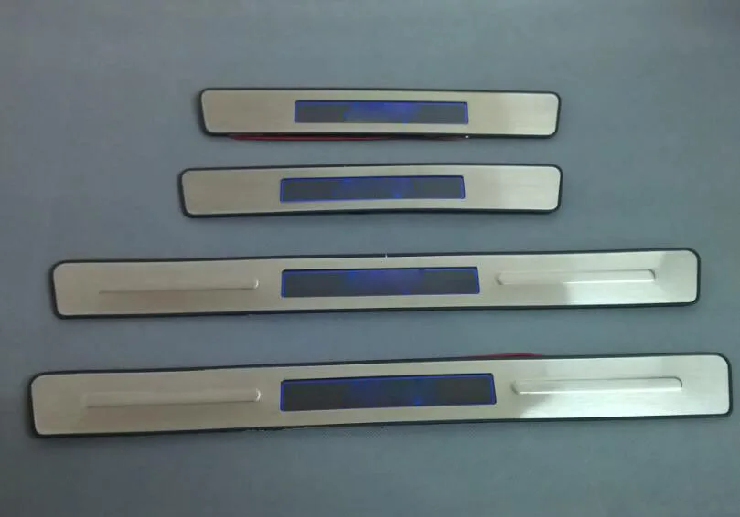 Stainless Steel LED Blue light Welcome pedal Door Sill Cover Scuff Plate Trim For JEEP Patriot 2011 2012 2013 2014 | Автомобили и